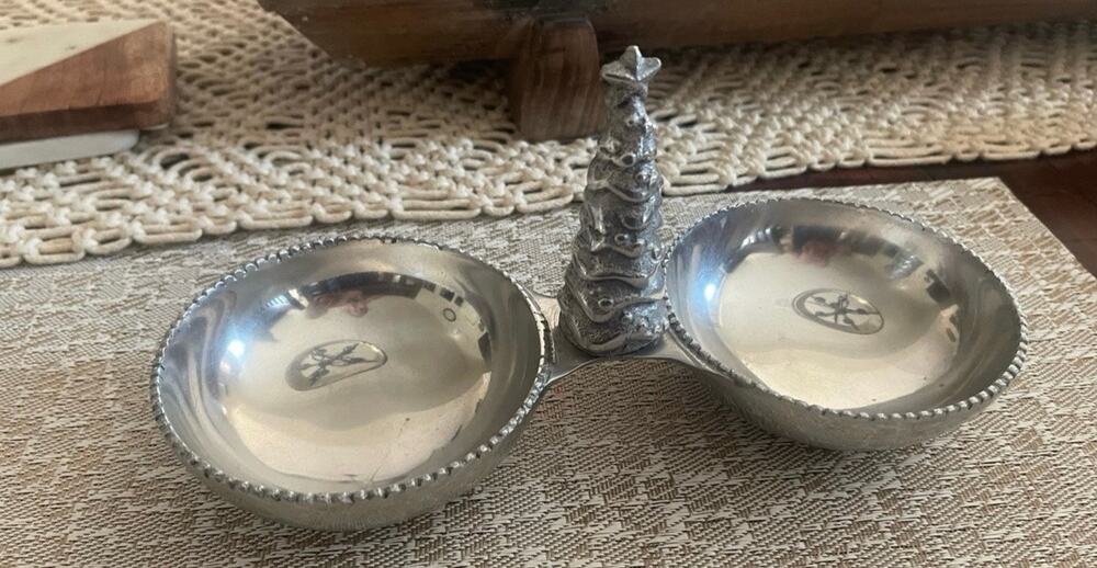Aluminum Christmas Tree candy and nut  dish